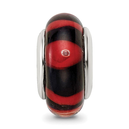 Sterlingsilber Reflections Rot/black Hand-blown Glas Perle