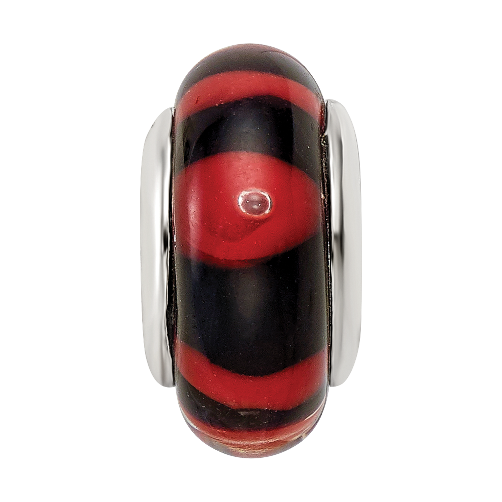 Sterlingsilber Reflections Rot/black Hand-blown Glas Perle