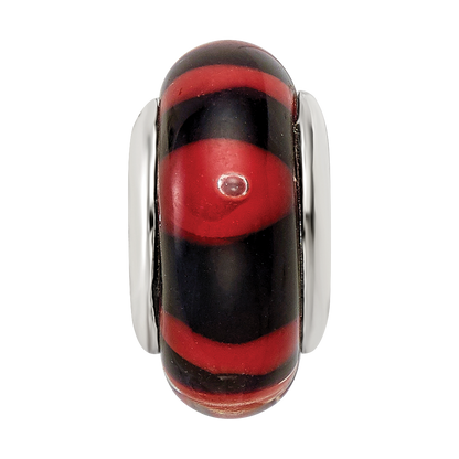 Sterlingsilber Reflections Rot/black Hand-blown Glas Perle