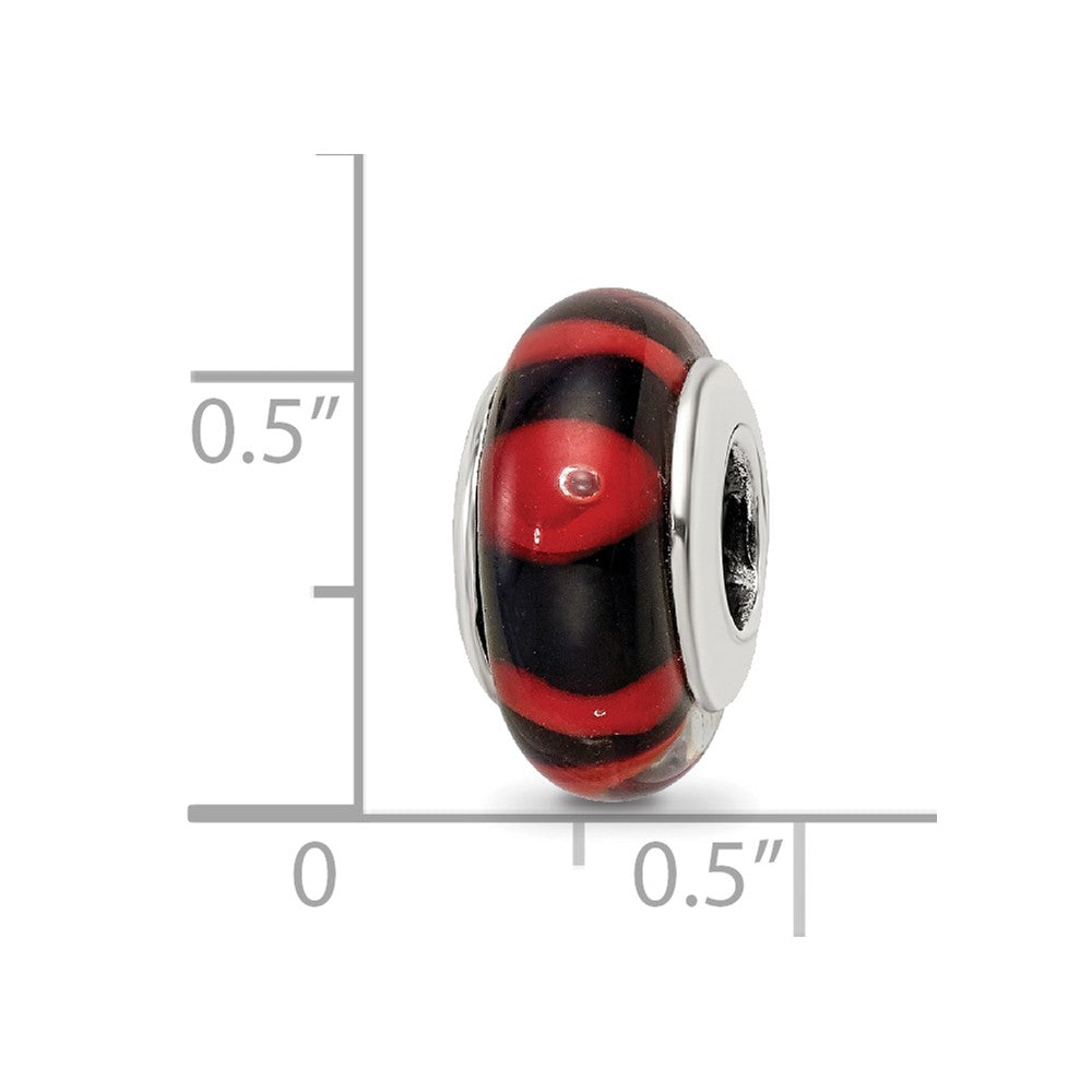 Sterlingsilber Reflections Rot/black Hand-blown Glas Perle