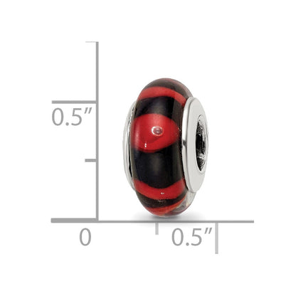 Sterlingsilber Reflections Rot/black Hand-blown Glas Perle