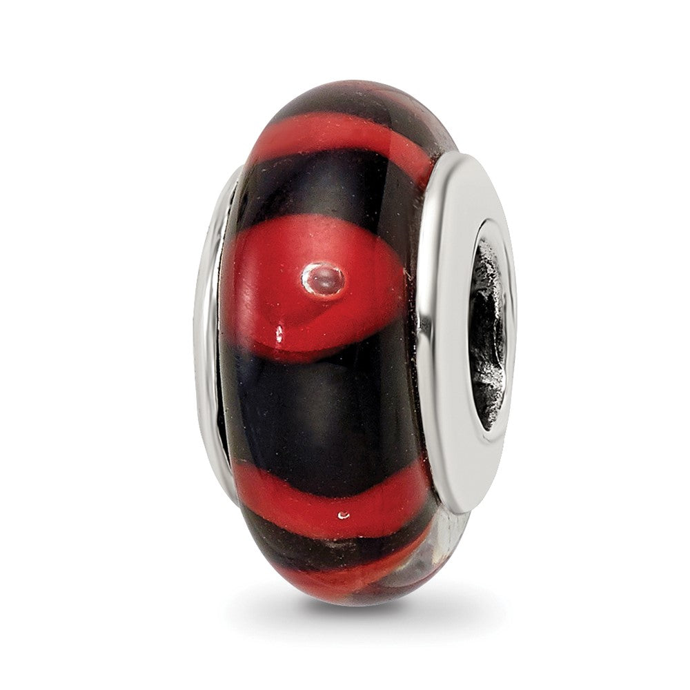 Sterlingsilber Reflections Rot/black Hand-blown Glas Perle