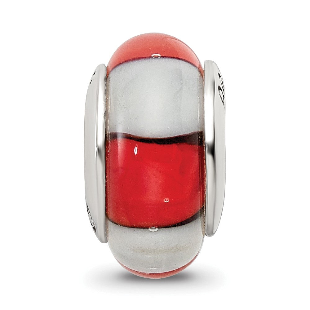 Sterlingsilber Reflections Rot/white Hand-blown Glas Perle