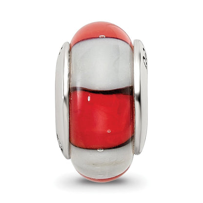 Sterlingsilber Reflections Rot/white Hand-blown Glas Perle