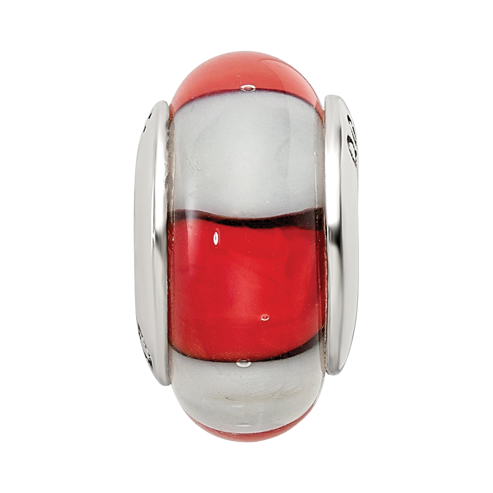 Sterlingsilber Reflections Rot/white Hand-blown Glas Perle