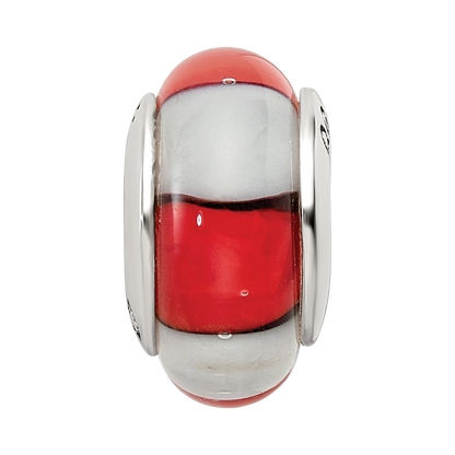 Sterlingsilber Reflections Rot/white Hand-blown Glas Perle