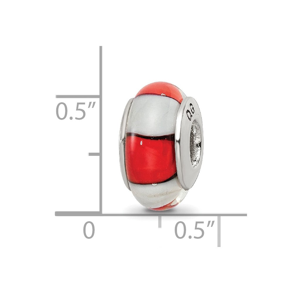 Sterlingsilber Reflections Rot/white Hand-blown Glas Perle