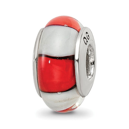 Sterlingsilber Reflections Rot/white Hand-blown Glas Perle