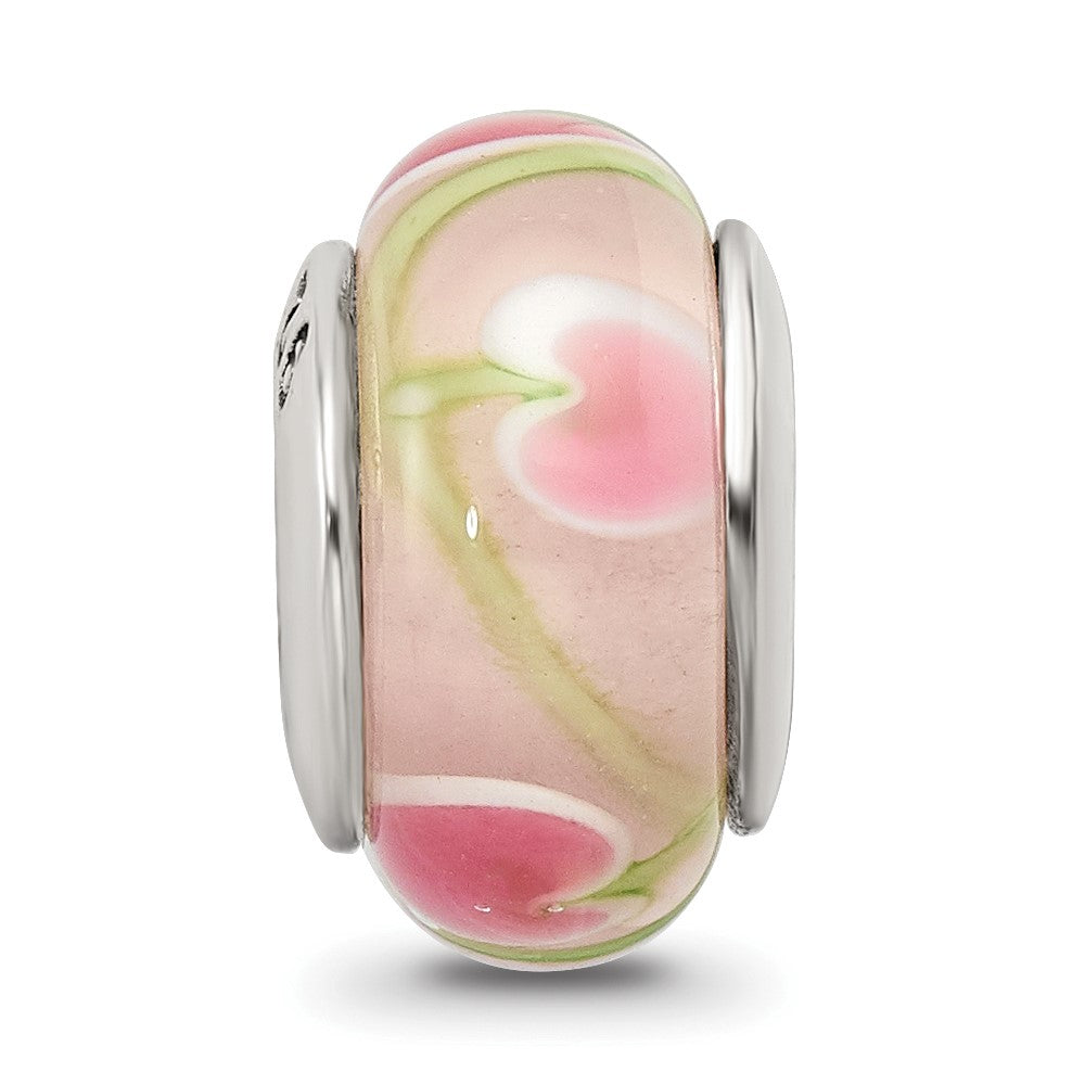 Sterlingsilber Reflections Rosa/green Hand-blown Glas Perle