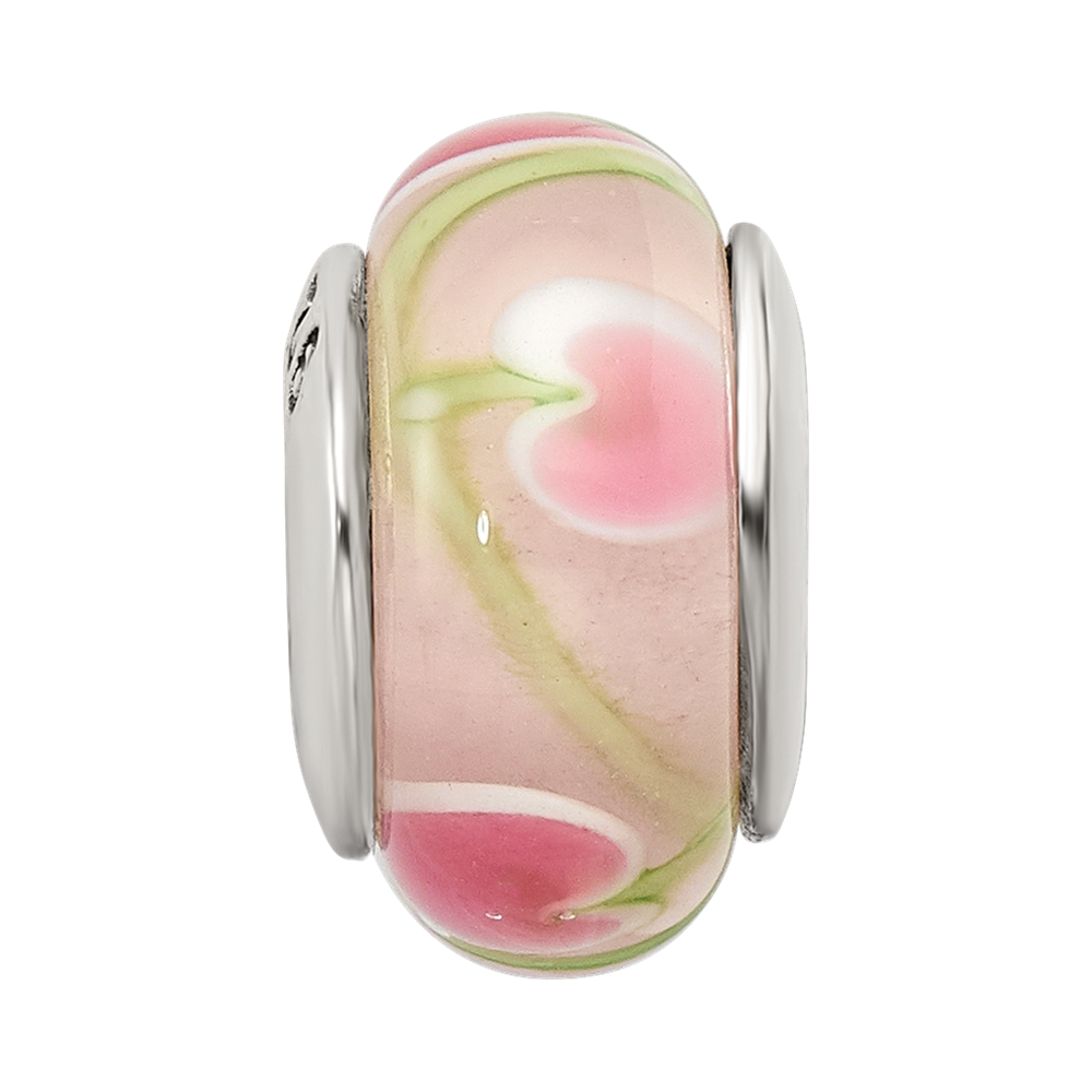 Sterlingsilber Reflections Rosa/green Hand-blown Glas Perle