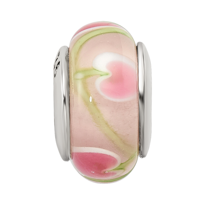 Sterlingsilber Reflections Rosa/green Hand-blown Glas Perle