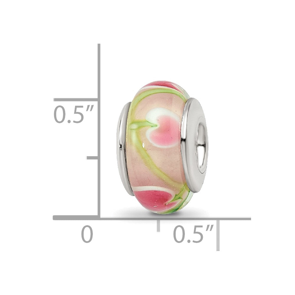 Sterlingsilber Reflections Rosa/green Hand-blown Glas Perle