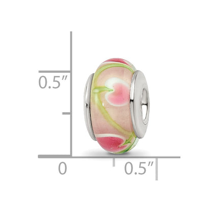 Sterlingsilber Reflections Rosa/green Hand-blown Glas Perle
