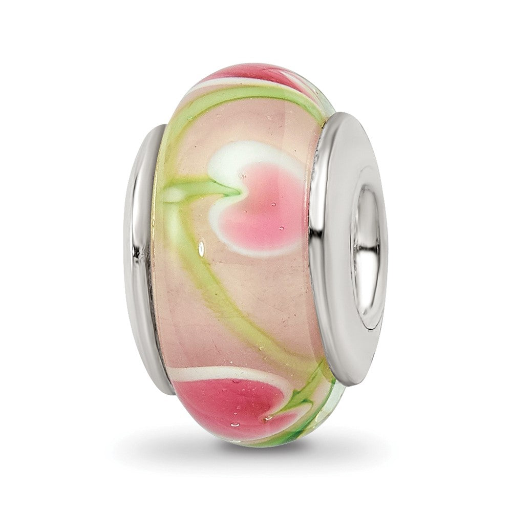 Sterlingsilber Reflections Rosa/green Hand-blown Glas Perle
