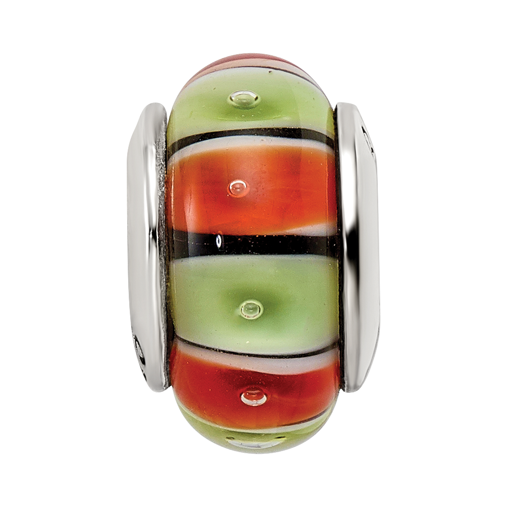 Sterlingsilber Reflections Orange,red/lt Grün Glas Perle