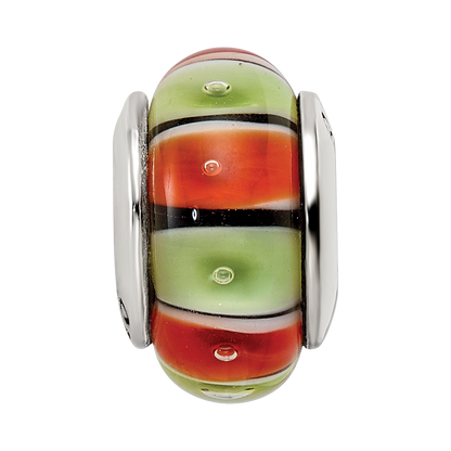 Sterlingsilber Reflections Orange,red/lt Grün Glas Perle