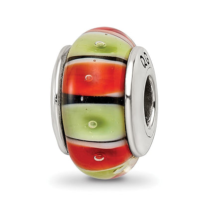Sterlingsilber Reflections Orange,red/lt Grün Glas Perle