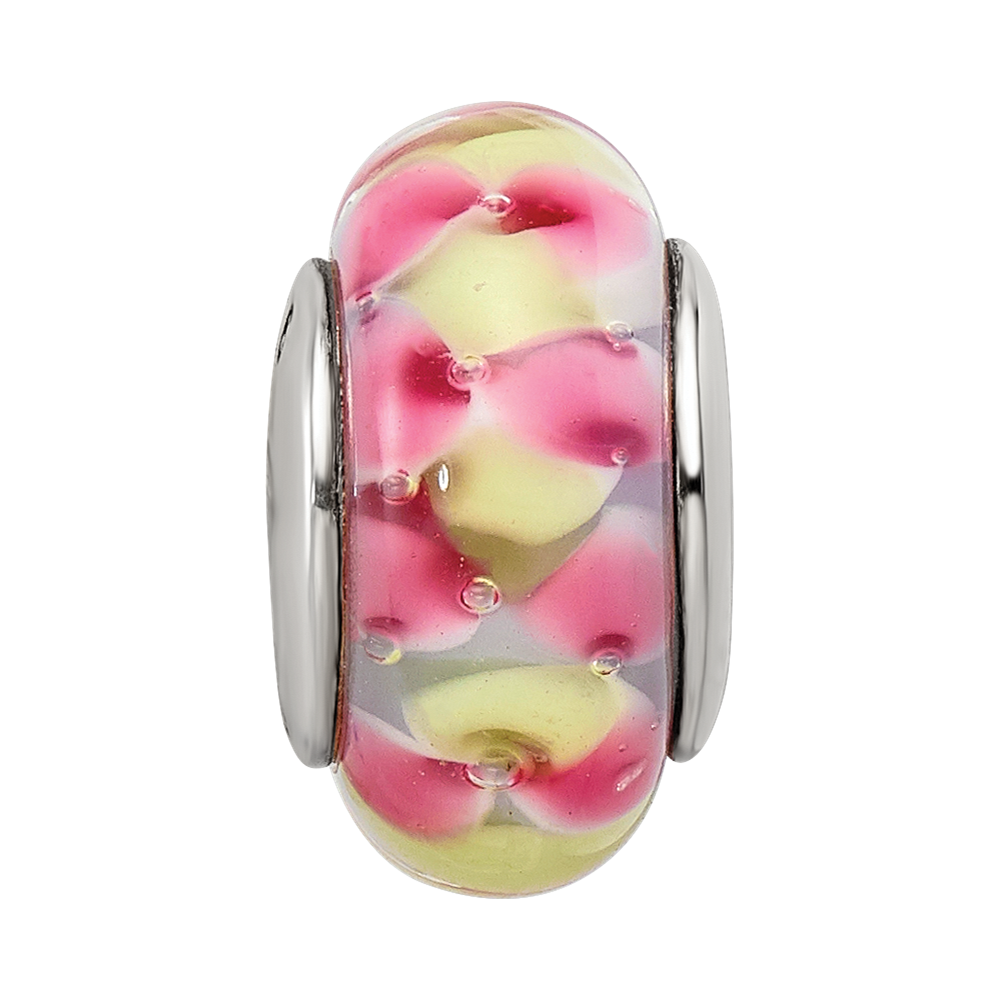 Sterlingsilber Reflections Rosa/yellow Hand-blown Glas Perle