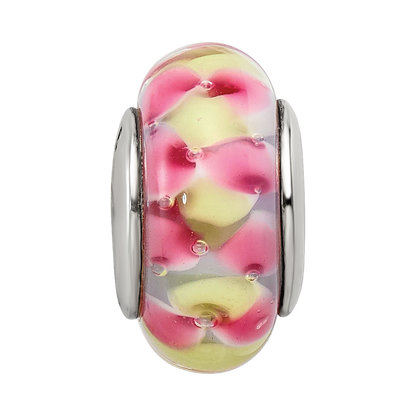 Sterlingsilber Reflections Rosa/yellow Hand-blown Glas Perle