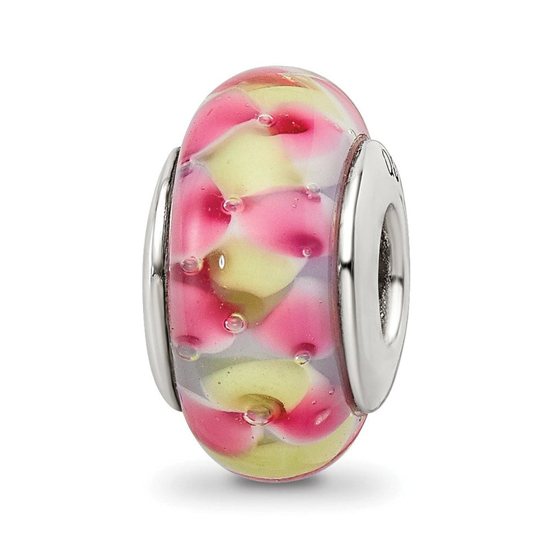 Sterlingsilber Reflections Rosa/yellow Hand-blown Glas Perle