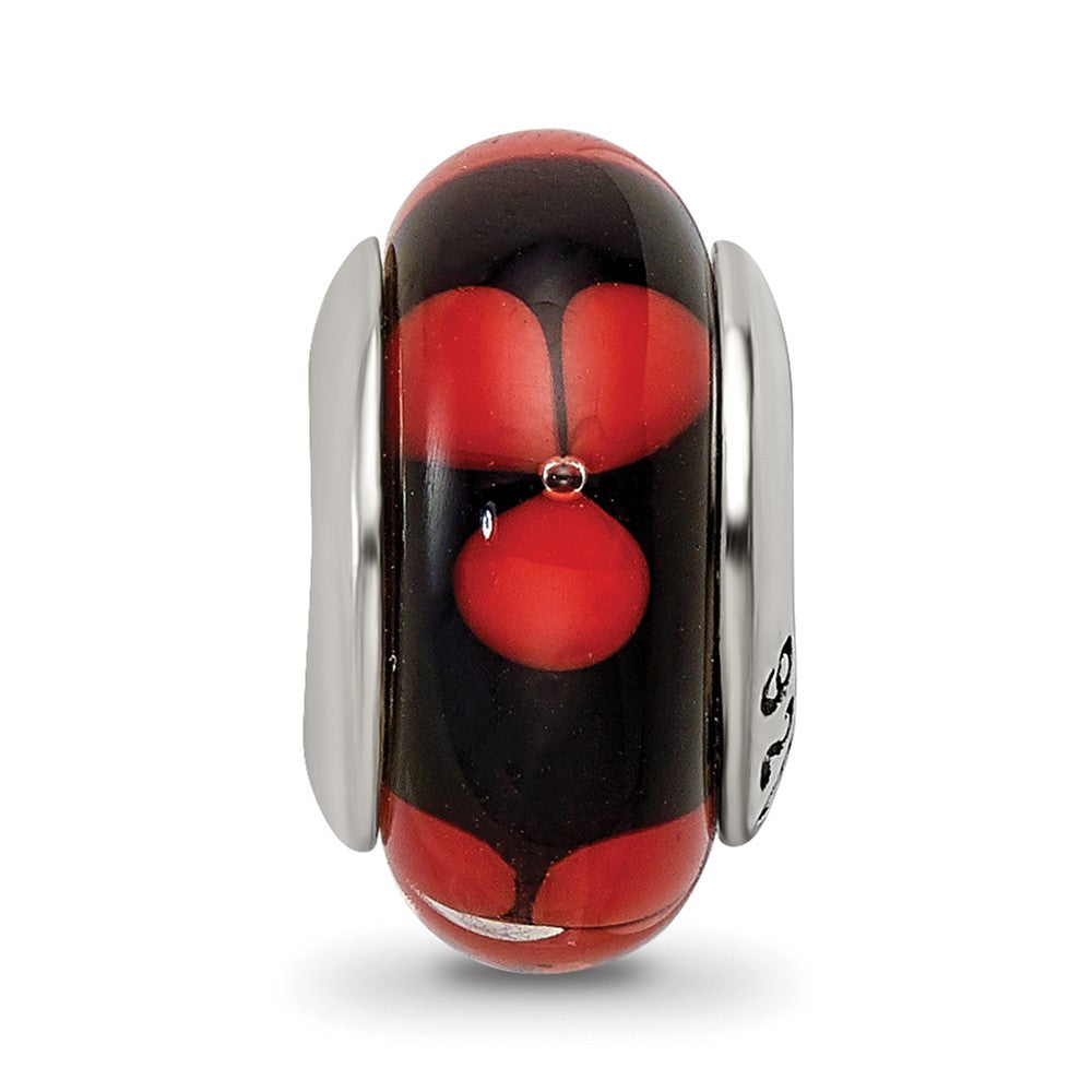 Sterlingsilber Reflections Rot/black Hand-blown Glas Perle