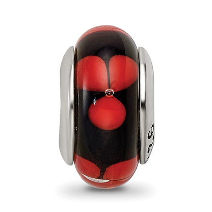 Sterlingsilber Reflections Rot/black Hand-blown Glas Perle