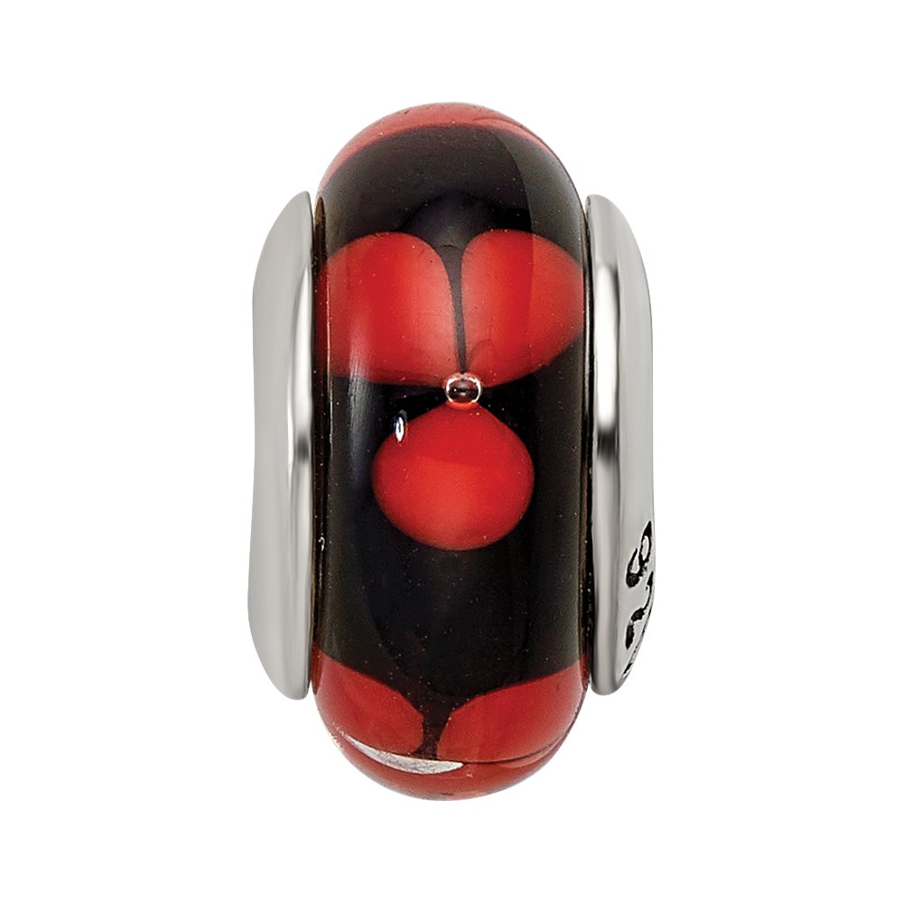 Sterlingsilber Reflections Rot/black Hand-blown Glas Perle