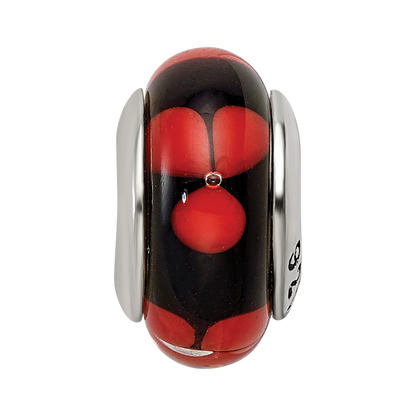 Sterlingsilber Reflections Rot/black Hand-blown Glas Perle
