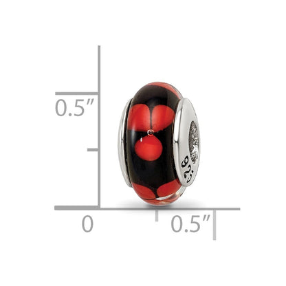 Sterlingsilber Reflections Rot/black Hand-blown Glas Perle