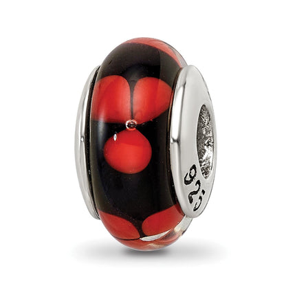 Sterlingsilber Reflections Rot/black Hand-blown Glas Perle
