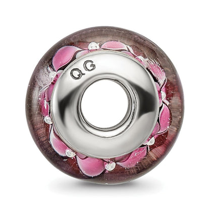 Sterlingsilber Reflections Schwarz/pink Hand-blown Glas Perle