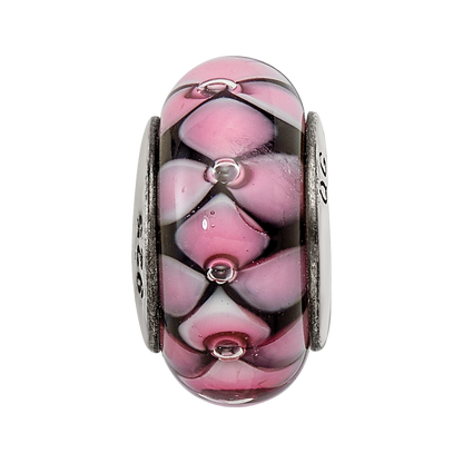 Sterlingsilber Reflections Schwarz/pink Hand-blown Glas Perle
