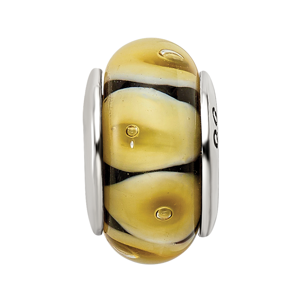 Sterlingsilber Reflections Gelb Hand-blown Glas Perle