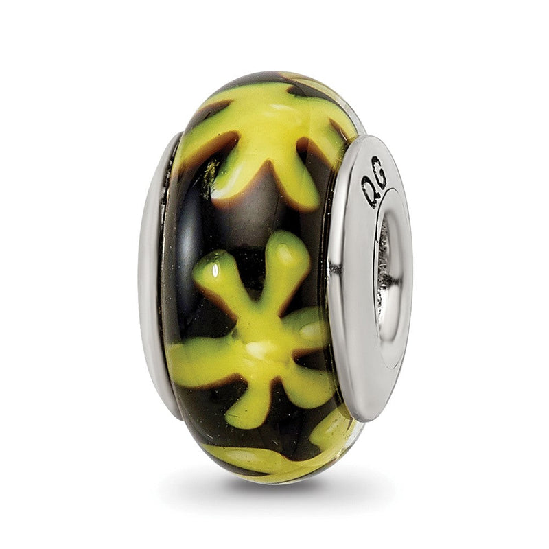Sterlingsilber Reflections Gelb/black Hand-blown Glas Perle