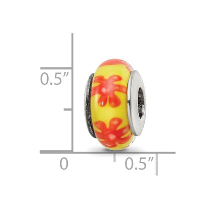 Sterlingsilber Reflections Gelb/orange Hand-blown Glas Perle