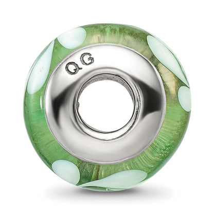 Sterlingsilber Reflections Grün/white Hand-blown Glas Perle