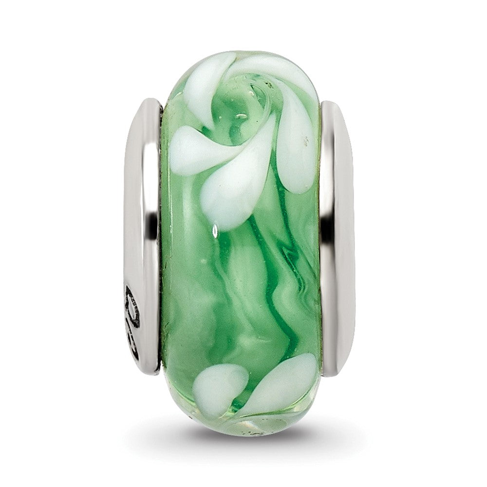 Sterlingsilber Reflections Grün/white Hand-blown Glas Perle