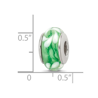 Sterlingsilber Reflections Grün/white Hand-blown Glas Perle