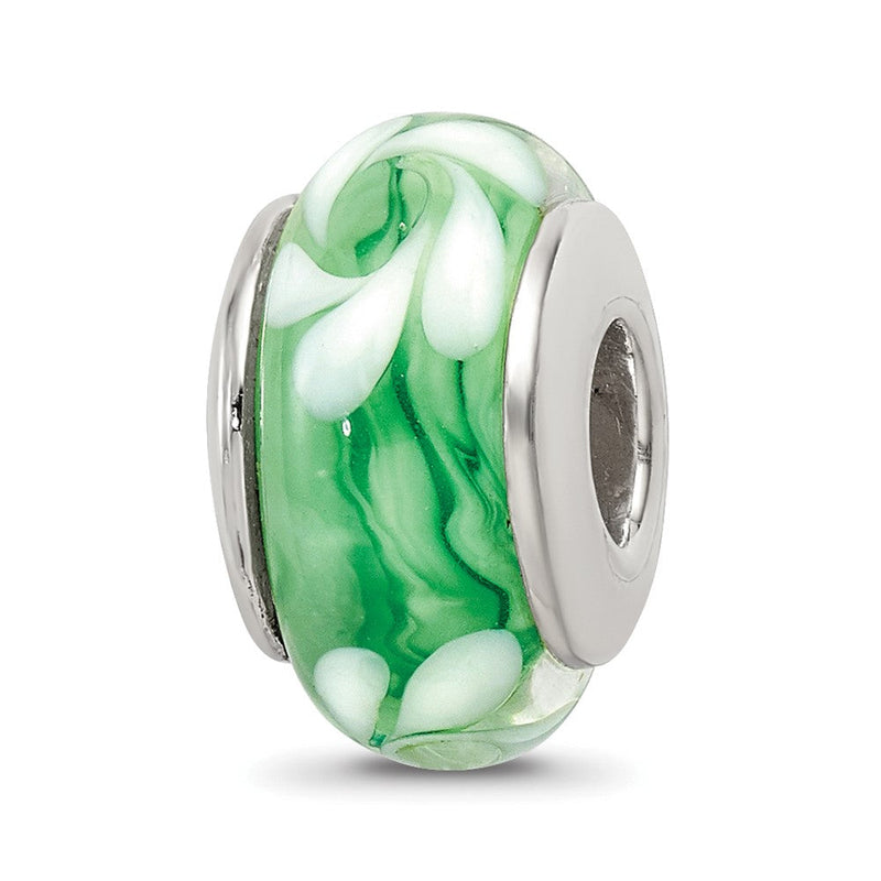 Sterlingsilber Reflections Grün/white Hand-blown Glas Perle