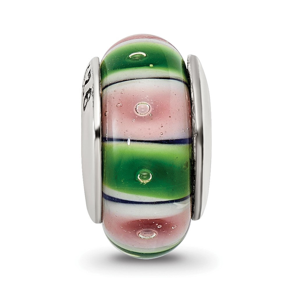 Sterlingsilber Reflections Grün/pink Hand-blown Glas Perle