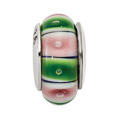 Sterlingsilber Reflections Grün/pink Hand-blown Glas Perle