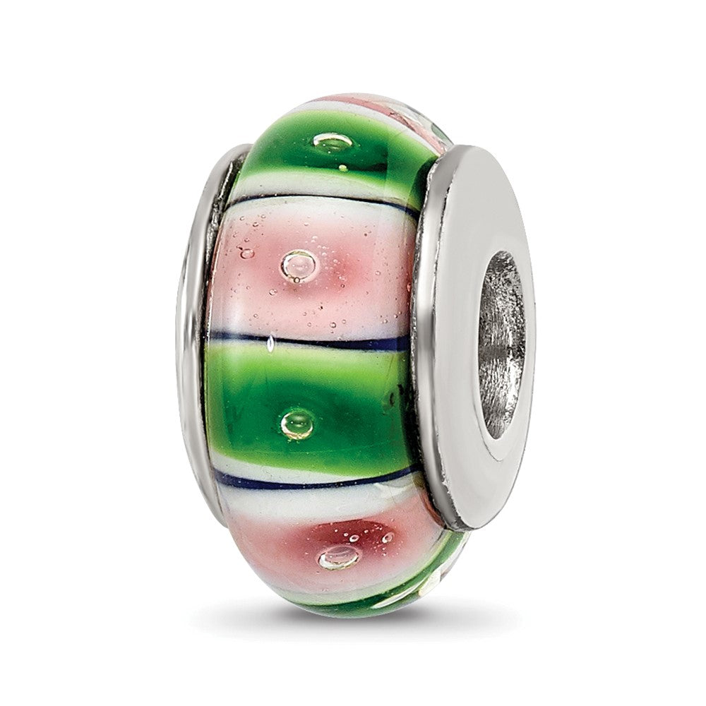 Sterlingsilber Reflections Grün/pink Hand-blown Glas Perle