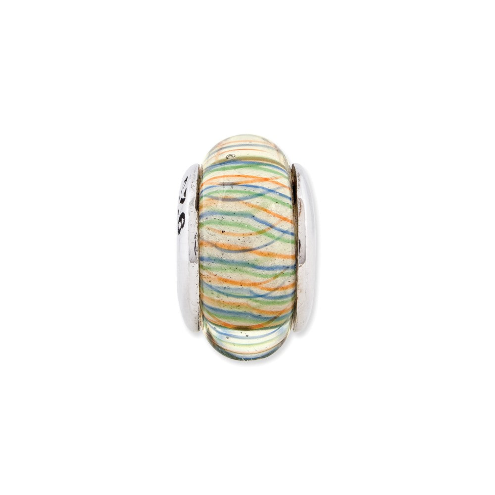 Sterlingsilber Reflections Grün Pastel Striped Hand-blown Glas Perle