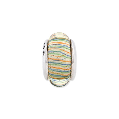 Sterlingsilber Reflections Grün Pastel Striped Hand-blown Glas Perle