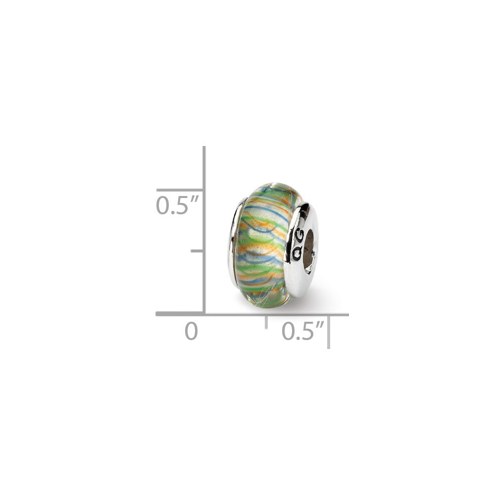 Sterlingsilber Reflections Grün Pastel Striped Hand-blown Glas Perle