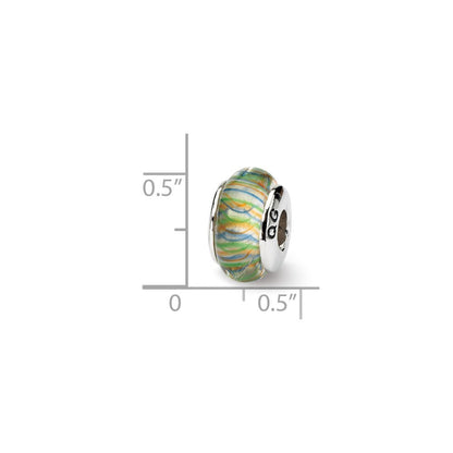 Sterlingsilber Reflections Grün Pastel Striped Hand-blown Glas Perle