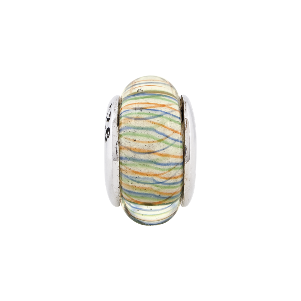 Sterlingsilber Reflections Grün Pastel Striped Hand-blown Glas Perle