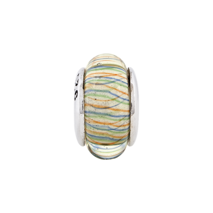 Sterlingsilber Reflections Grün Pastel Striped Hand-blown Glas Perle