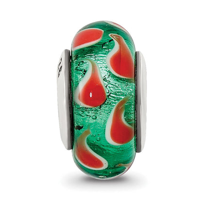 Sterlingsilber Reflections Grün/red Hand-blown Glas Perle