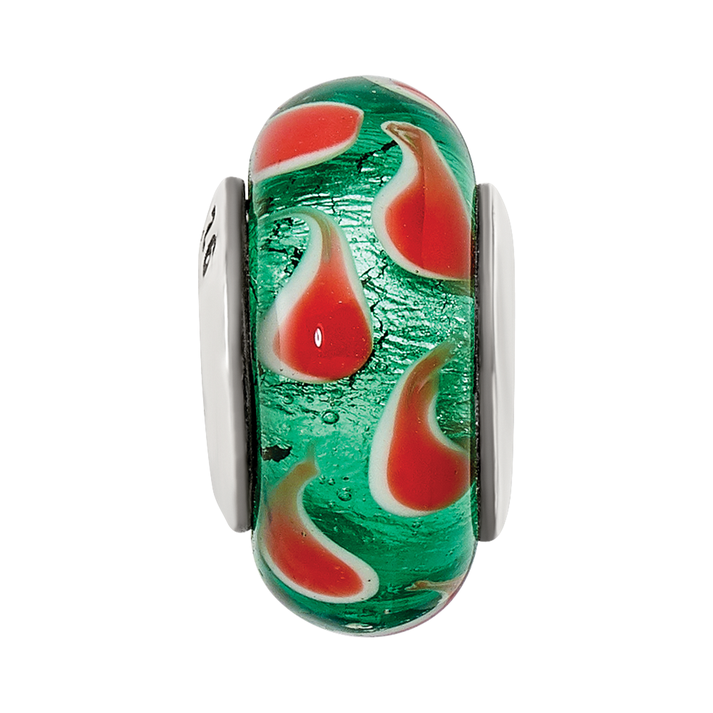 Sterlingsilber Reflections Grün/red Hand-blown Glas Perle